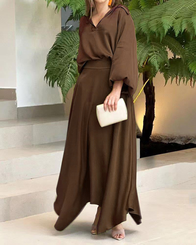 Robe maxi élégante pour dames avec coupe fluide et décolleté en V de haute qualité Chic und Stil