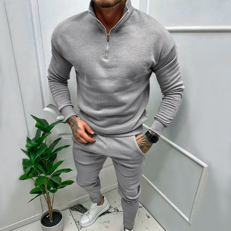 Pull-over en fleece sportif pour hommes avec fermeture éclair courte et coupe à la mode Chic und Stil