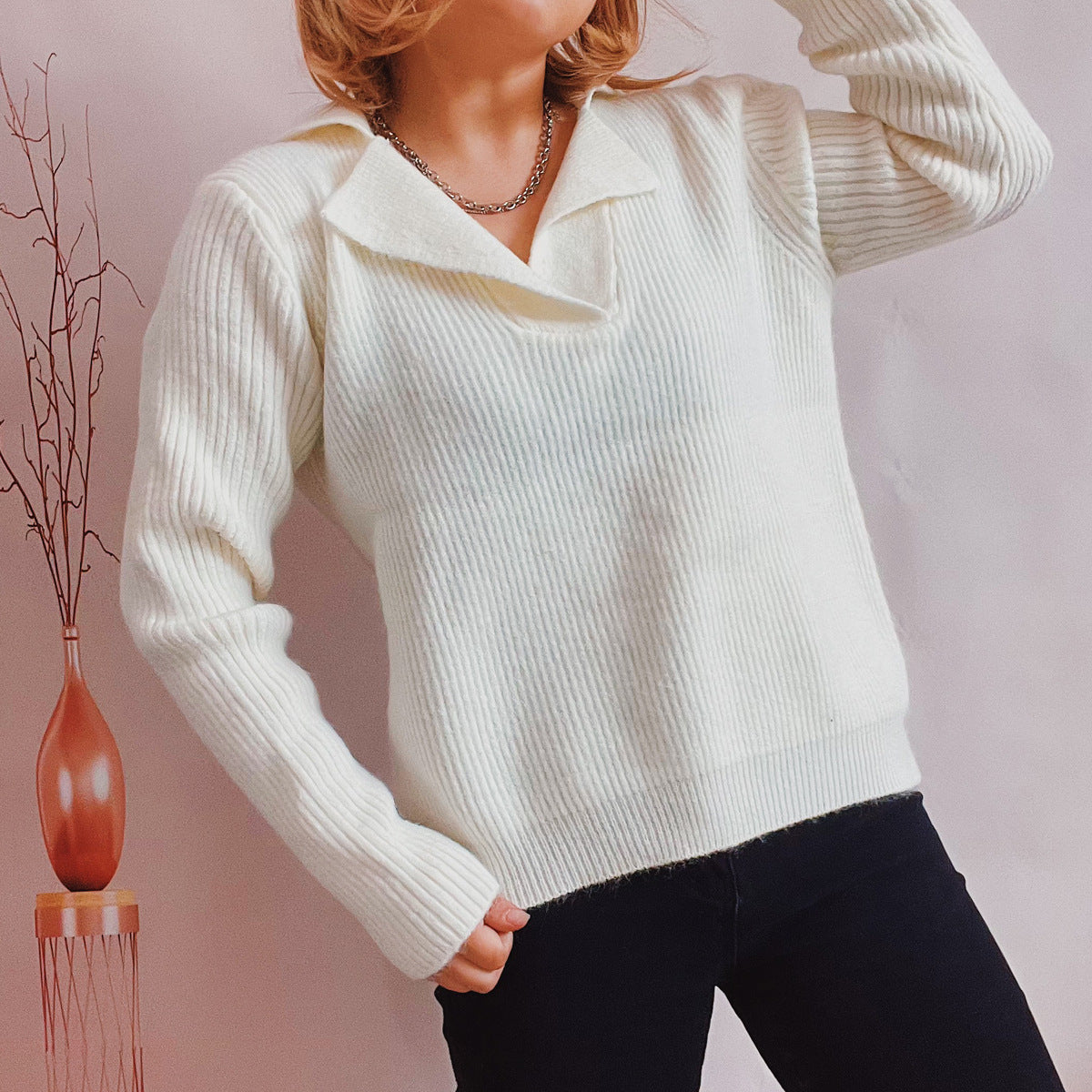 Pull décontracté pour femmes avec un design en rib moderne Chic und Stil