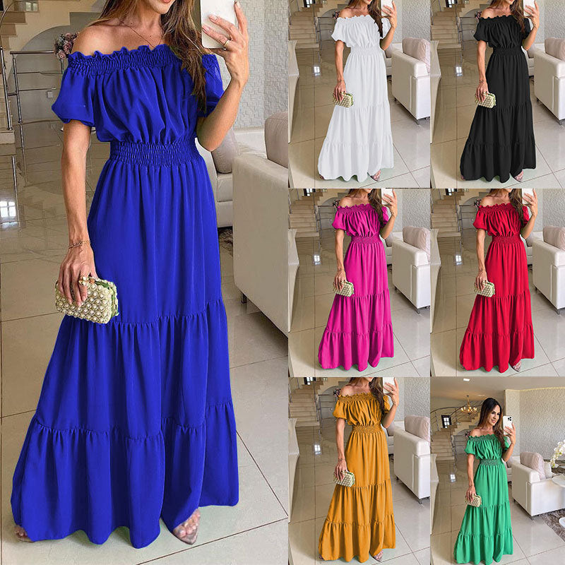 Maxi robe pour femmes avec design sans épaules et volant Chic und Stil