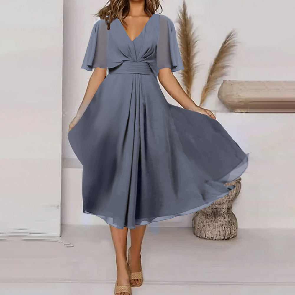 Robe midi fluide à décolleté en V pour femmes Chic und Stil