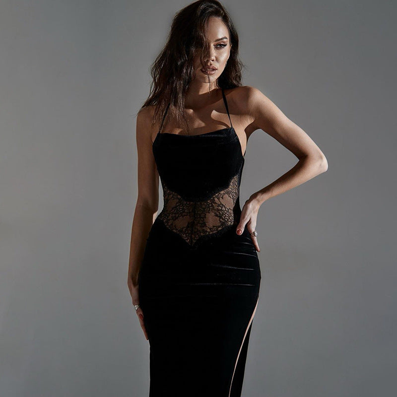 Robe maxi bodycon élégante à dentelle pour femme Chic und Stil