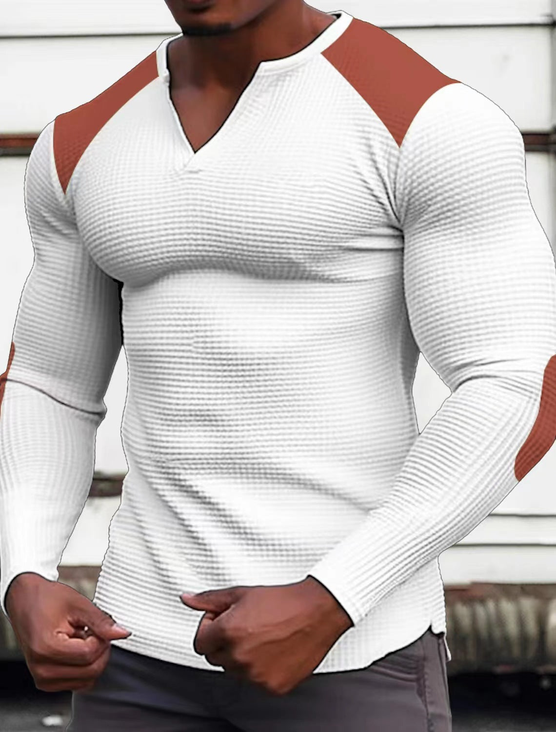 Chemise à manches longues pour hommes avec tissu texturé et détails contrastés Chic und Stil