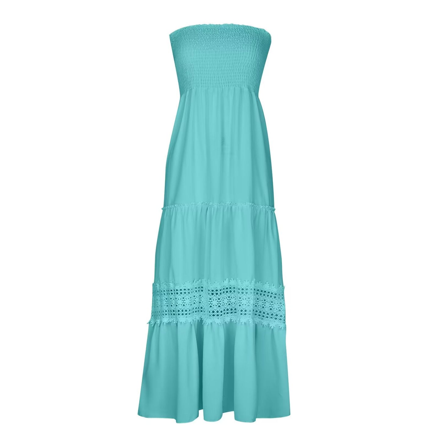 Robe maxi bohème sans bretelles Chic und Stil