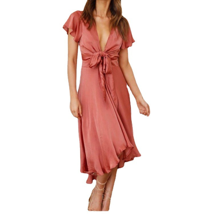 Robe midi à nouer pour dames Chic und Stil