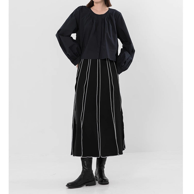 Ensemble robe maxi coupe décontractée et haut à manches-ballons pour femmes Chic und Stil