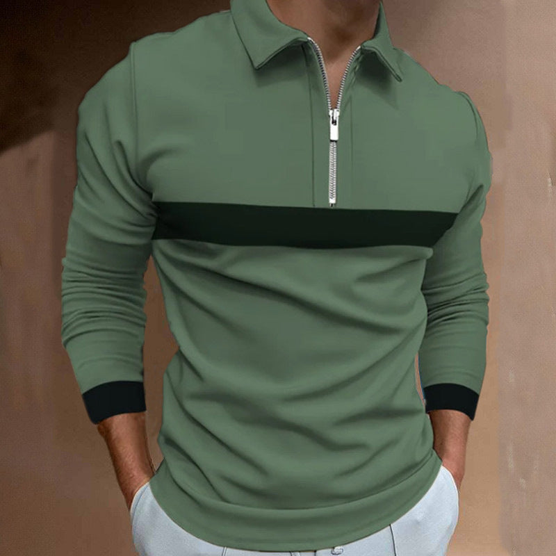Chemise polo à manches longues pour hommes avec fermeture éclair moderne et accents sportifs Chic und Stil