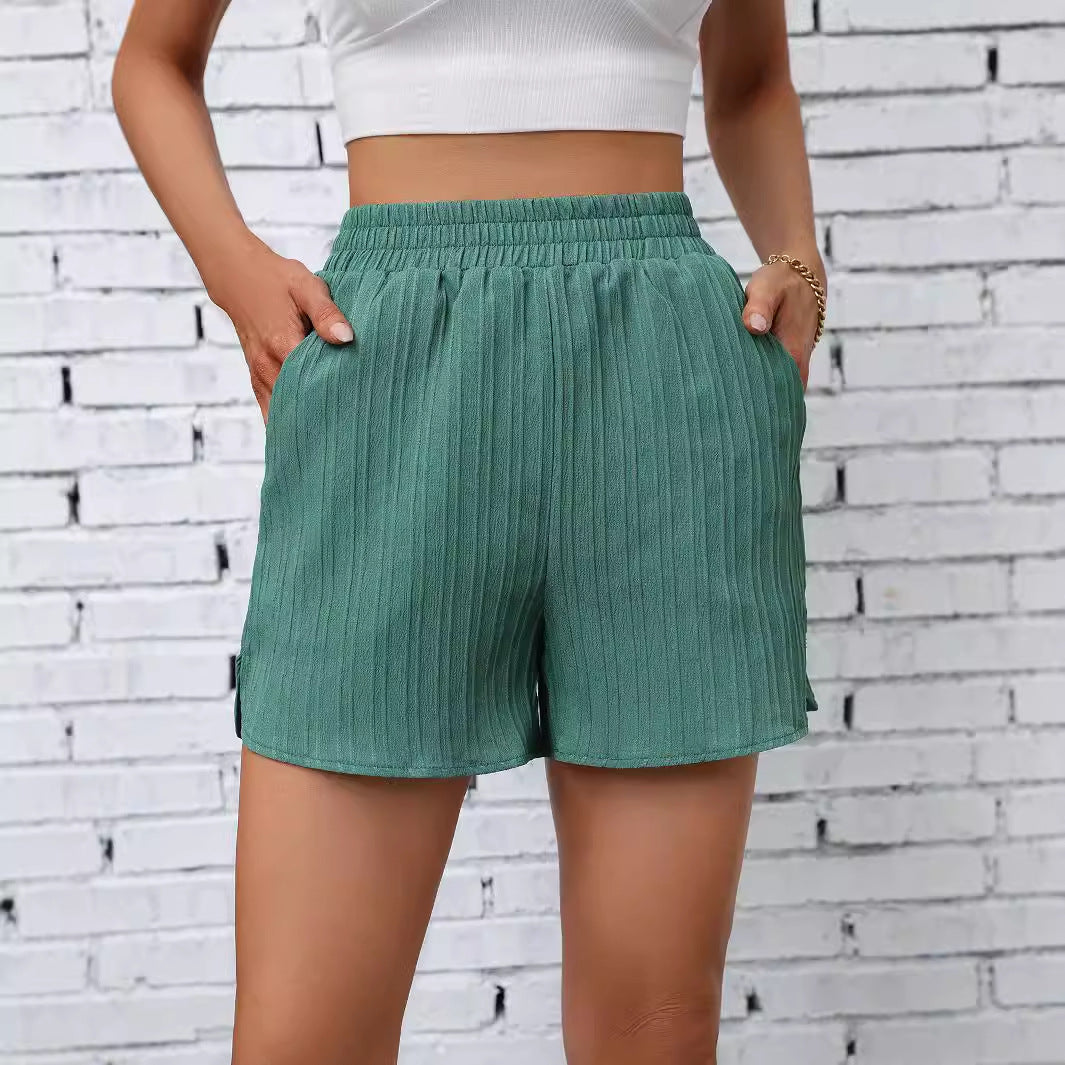 Shorts de loisirs pour femmes avec texture structurée et taille élastique Chic und Stil