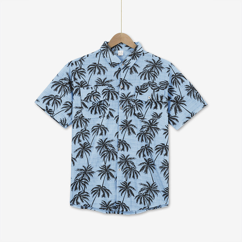 Chemise à manches courtes pour hommes avec motif palmier et poche poitrine pratique Chic und Stil