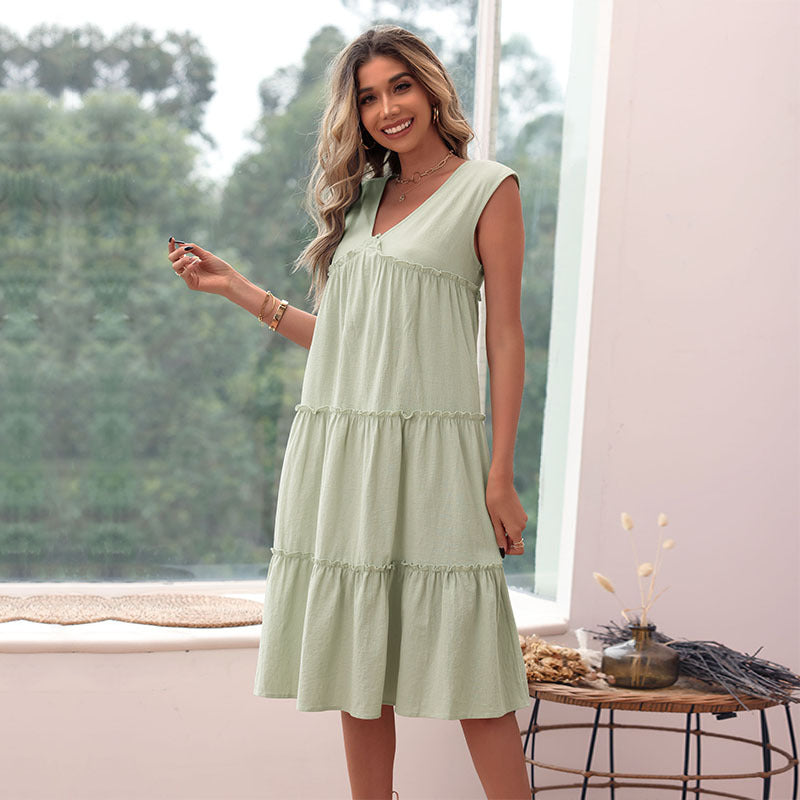 Robe midi à volants pour femmes Chic und Stil