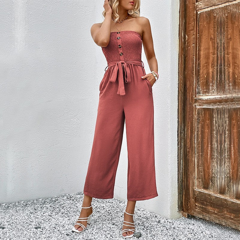 Dame sans manches combinaison à jambes larges avec détails de bouton Chic und Stil