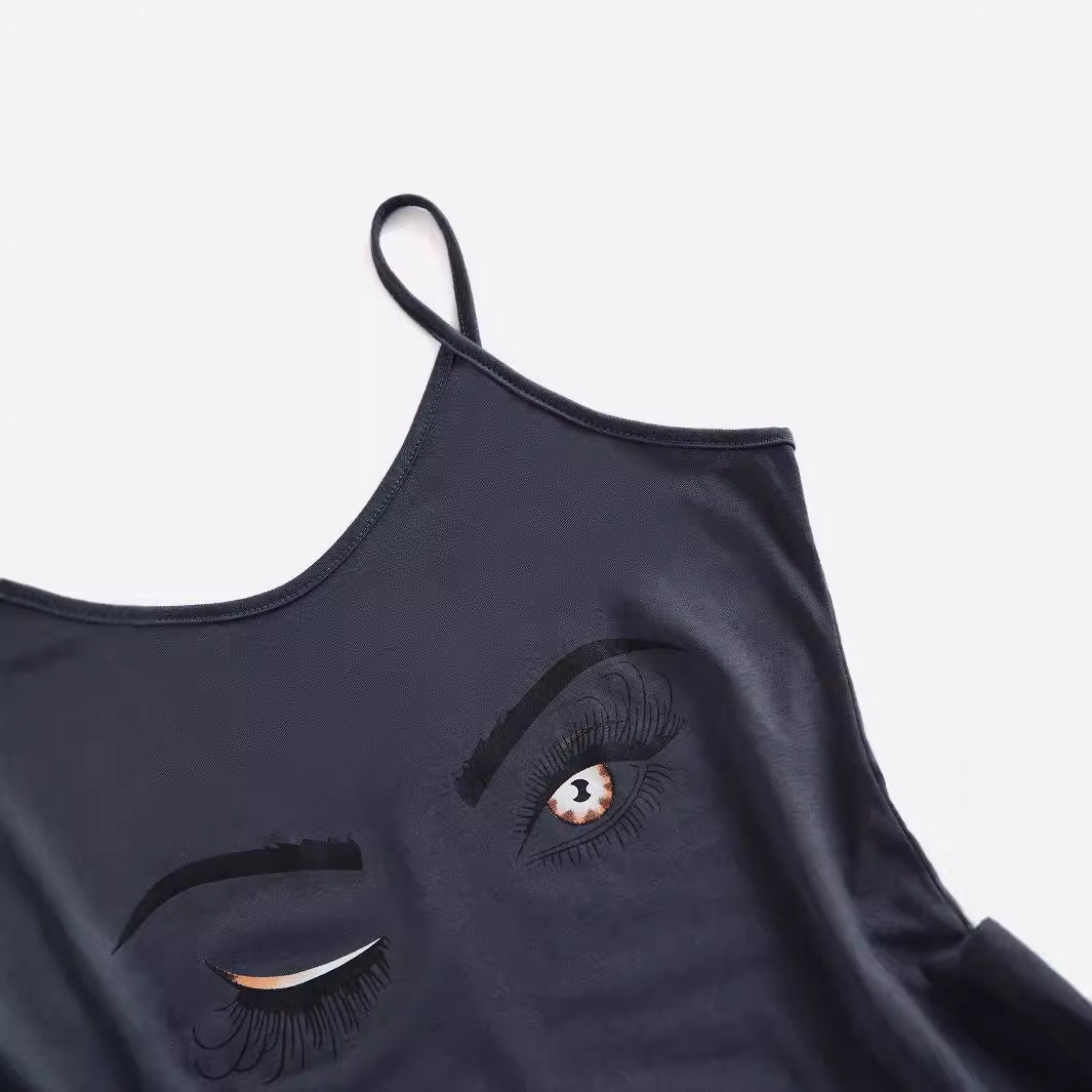 Robe mini pour femmes avec tissu respirant et motif d'yeux créatif Chic und Stil