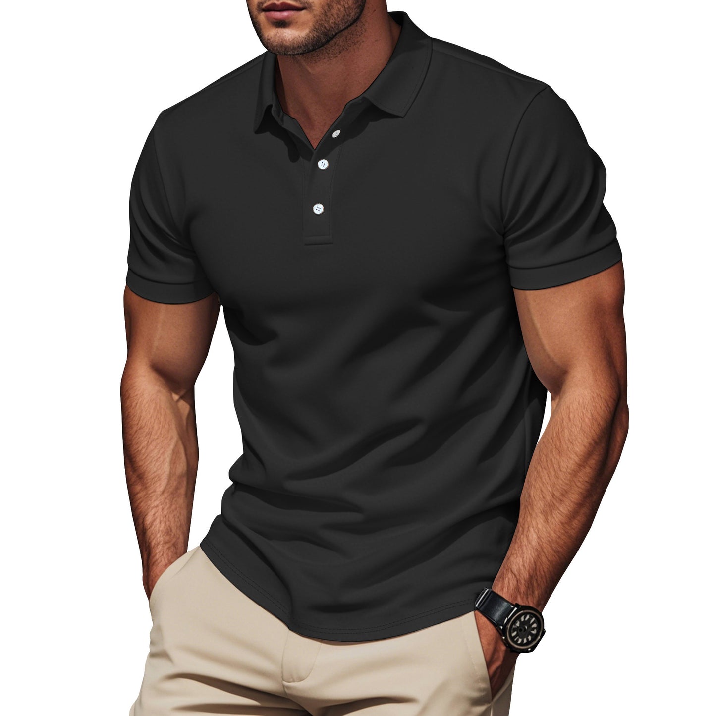Polo pour hommes à la mode en matériau respirant avec design texturé Chic und Stil