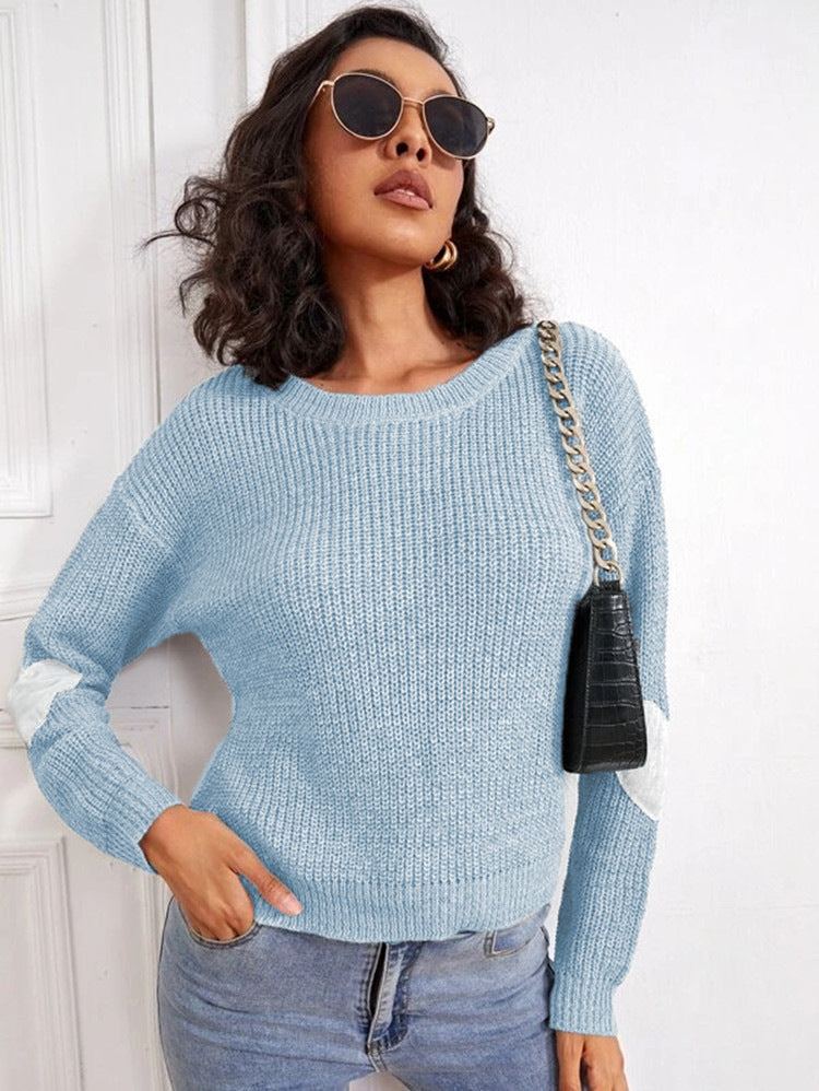 Pull en tricot tendance pour femmes avec des accents de manches contrastants Chic und Stil