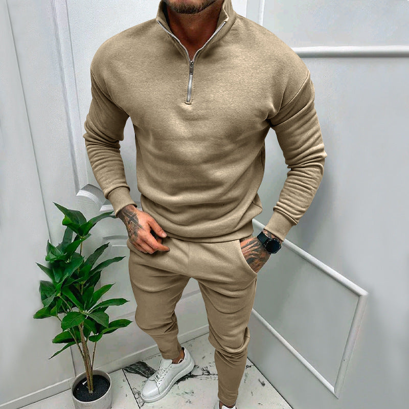 Pull-over en fleece sportif pour hommes avec fermeture éclair courte et coupe à la mode Chic und Stil