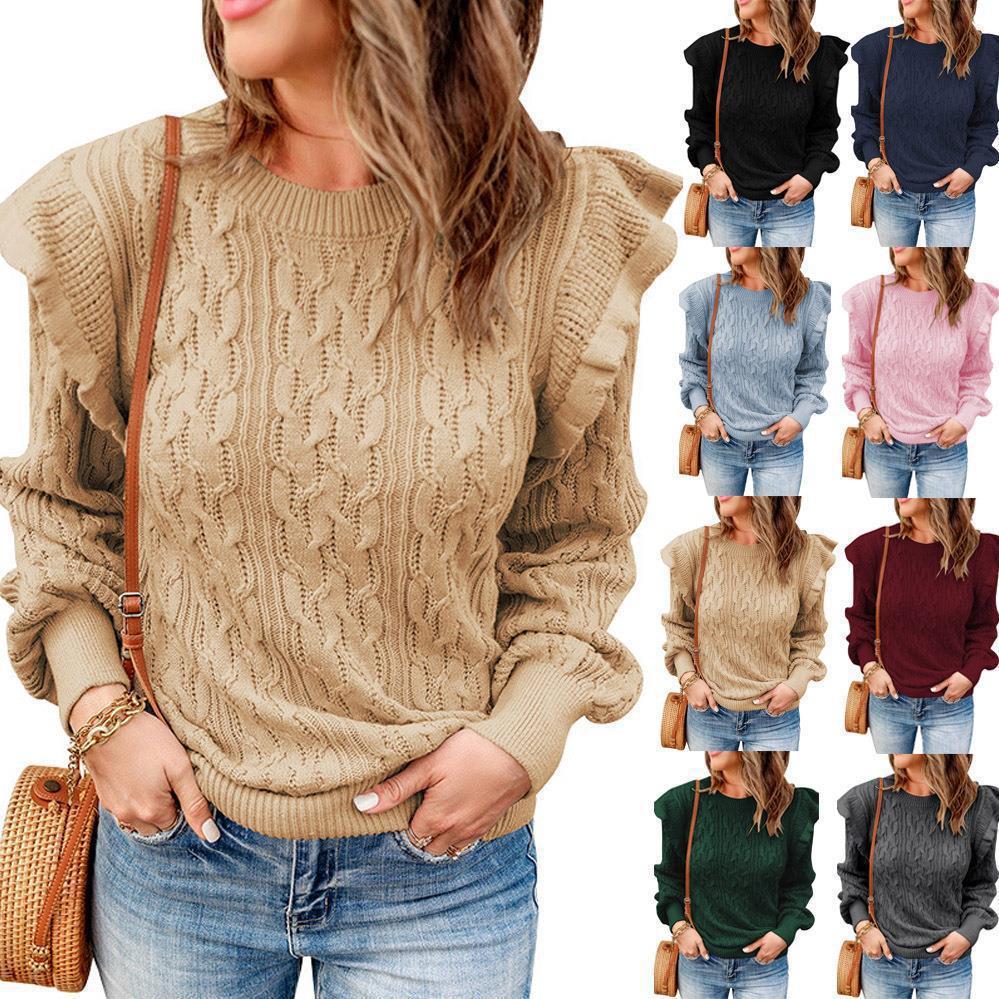 Pull en tricot pour femmes avec détails en volants et design texturé Chic und Stil