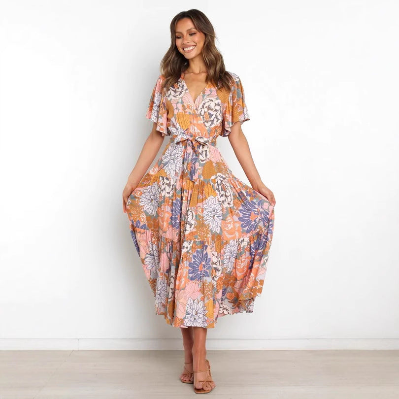 Chic and Stylish Women's Floral Ruffle Maxi Dress