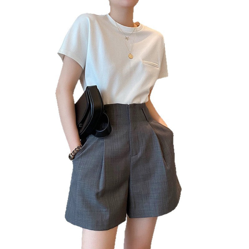 Shorts plissés taille haute pour femmes Chic und Stil