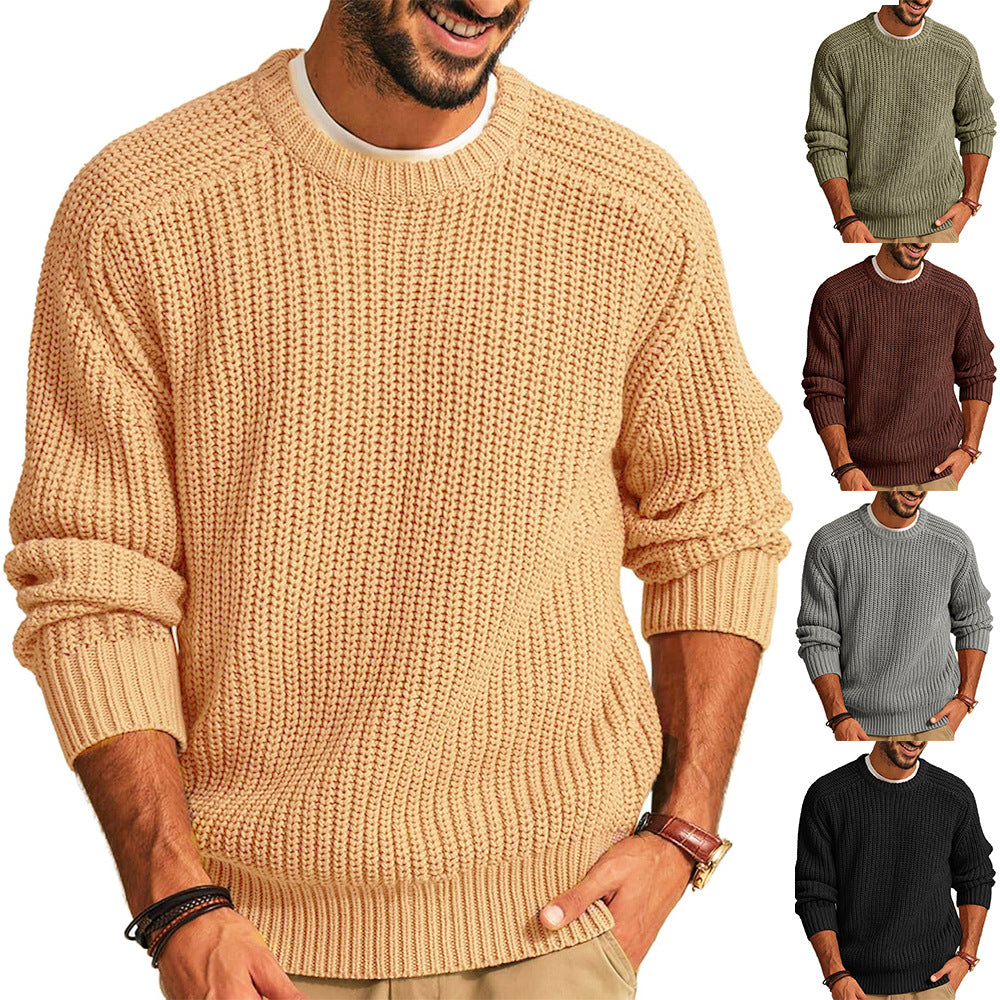 Pull en gros tricot pour hommes avec col rond et coupe décontractée Chic und Stil