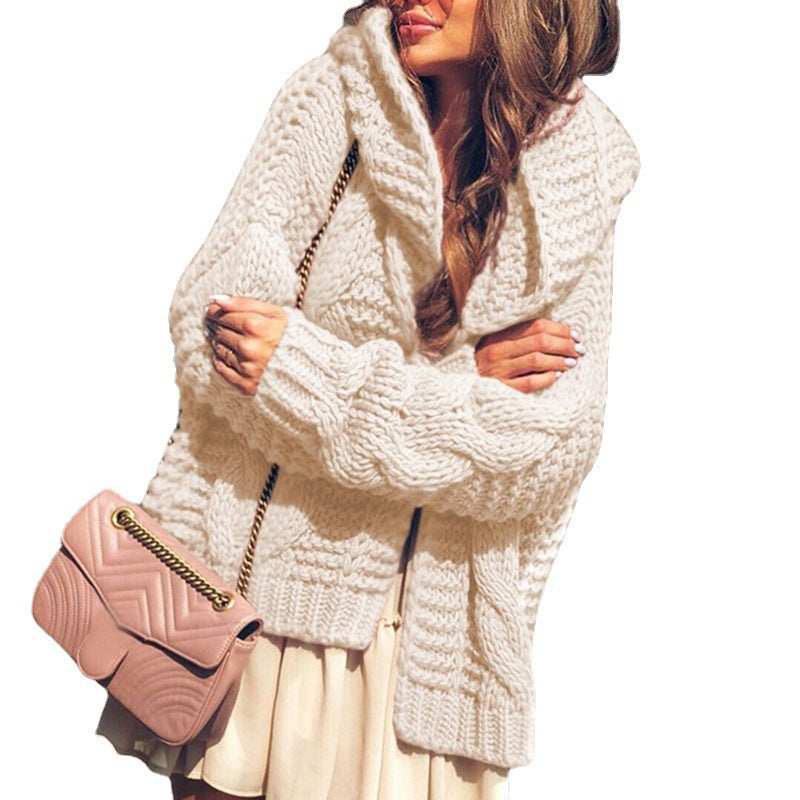 Veste en gros tricot pour dames au style oversize décontracté avec col châle et grandes poches Chic und Stil