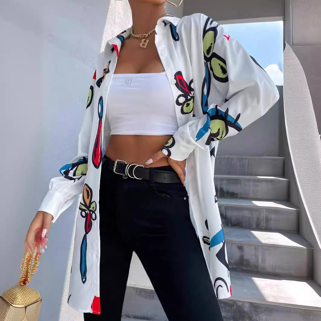 Blouse à carreaux tendance pour femmes avec un design graphique coloré Chic und Stil