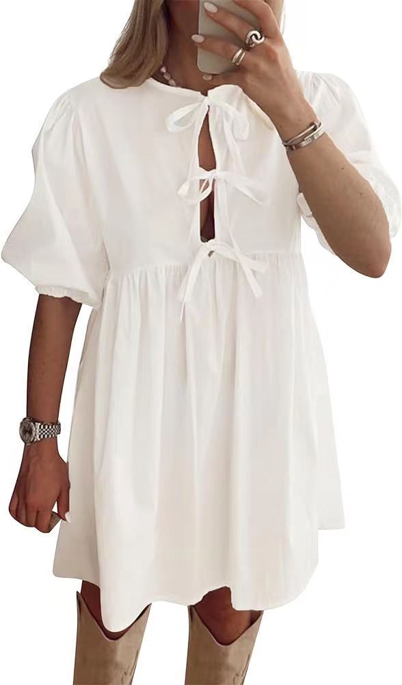 Robe mini à motif léopard froncé pour femmes Chic und Stil