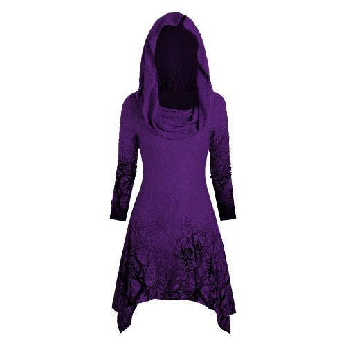 Robe à capuche pour femmes avec design graphique d'arbre Chic und Stil