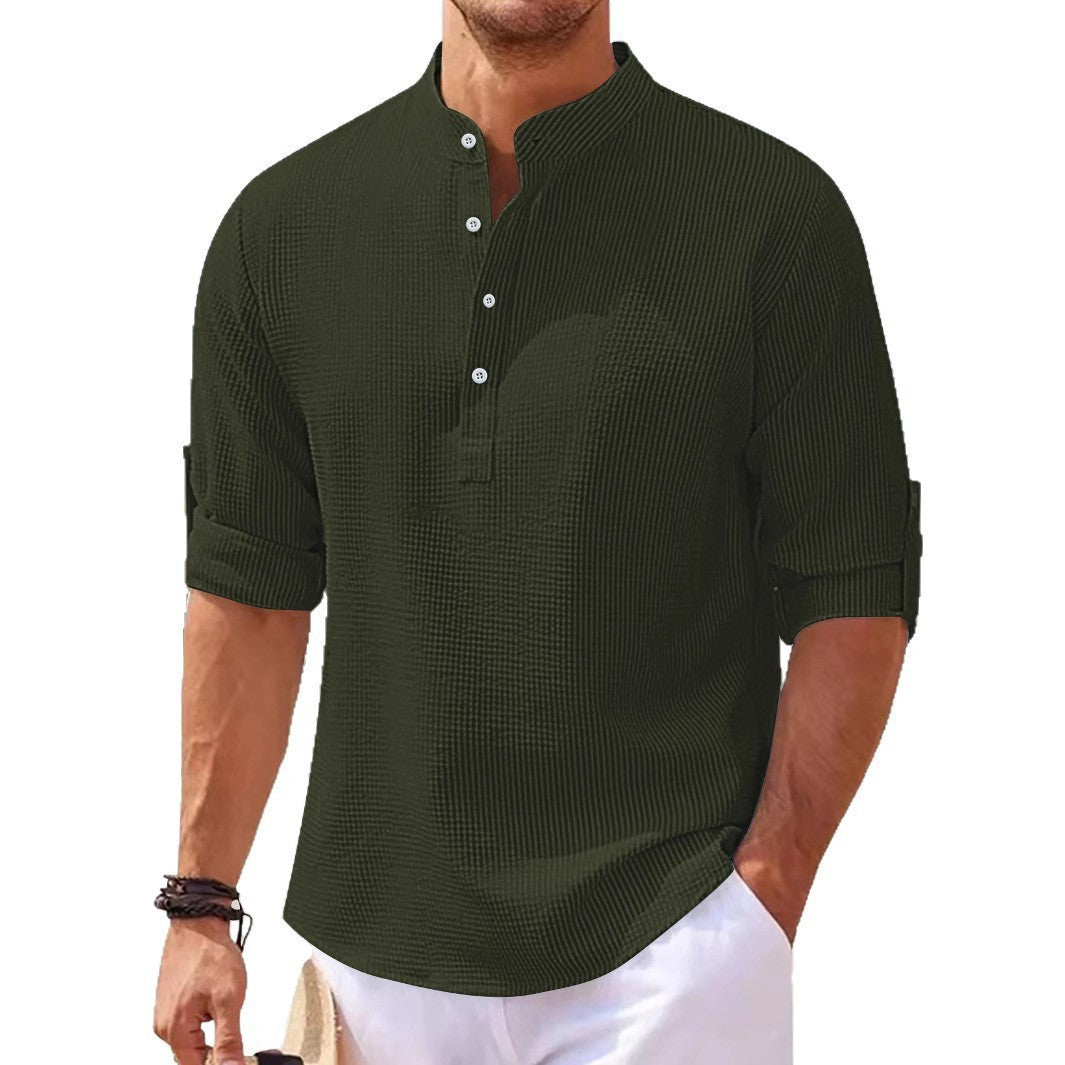 Chemise décontractée pour hommes avec col montant et surface texturée Chic und Stil