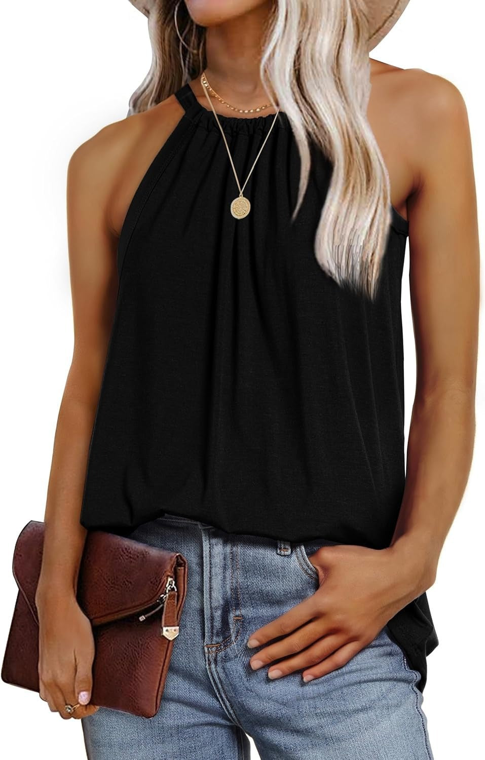 Top dames en chiffon léger à taille haute Chic und Stil