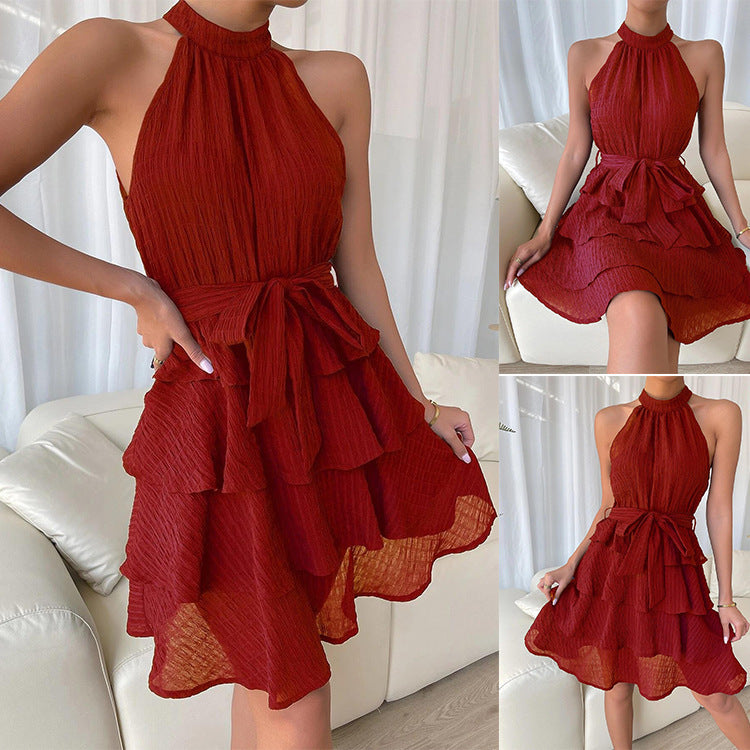 Robe mini dos nu avec volants pour femmes Chic und Stil