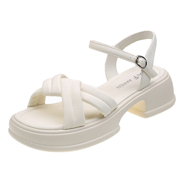 Sandales pour femmes avec des bretelles croisées élégantes et un talon bloc confortable Chic und Stil