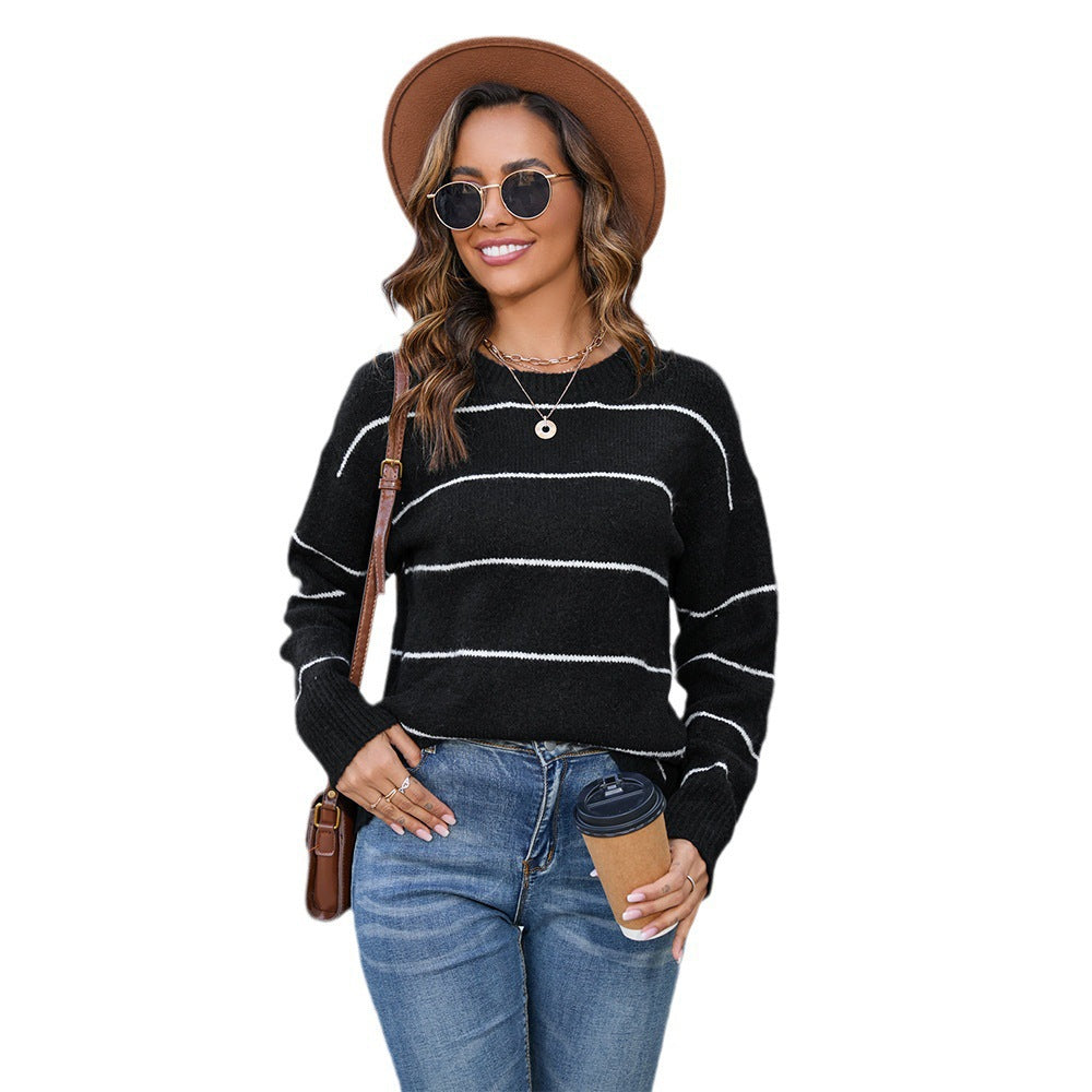 Pull en tricot pour femmes avec des rayures tendance Chic und Stil