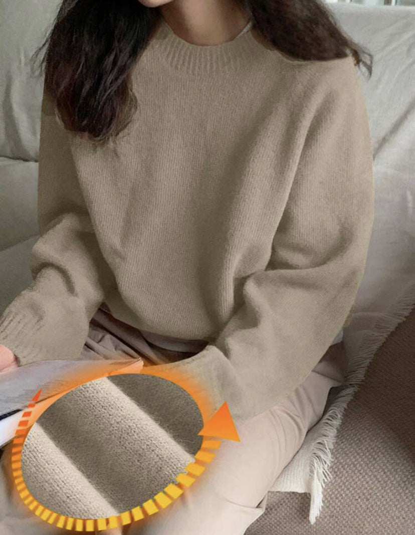Dames Pull confortable à col rond en tissu de haute qualité Chic und Stil