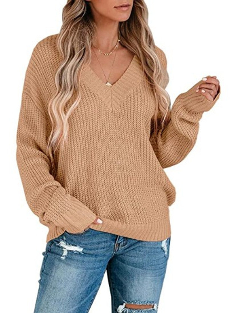 Pull en fine maille pour femmes avec décolleté en V et coupe décontractée Chic und Stil