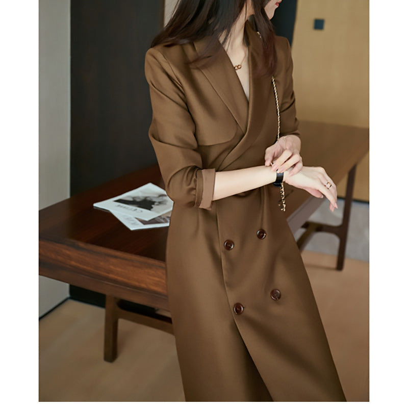 Robe midi élégante pour femmes à double boutonnage avec ceinture Chic und Stil