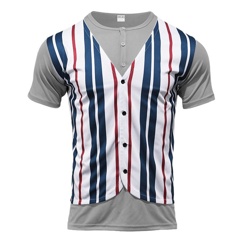 Chemise à manches courtes tendance pour hommes avec patte de boutonnage cachée et motif rayé Chic und Stil