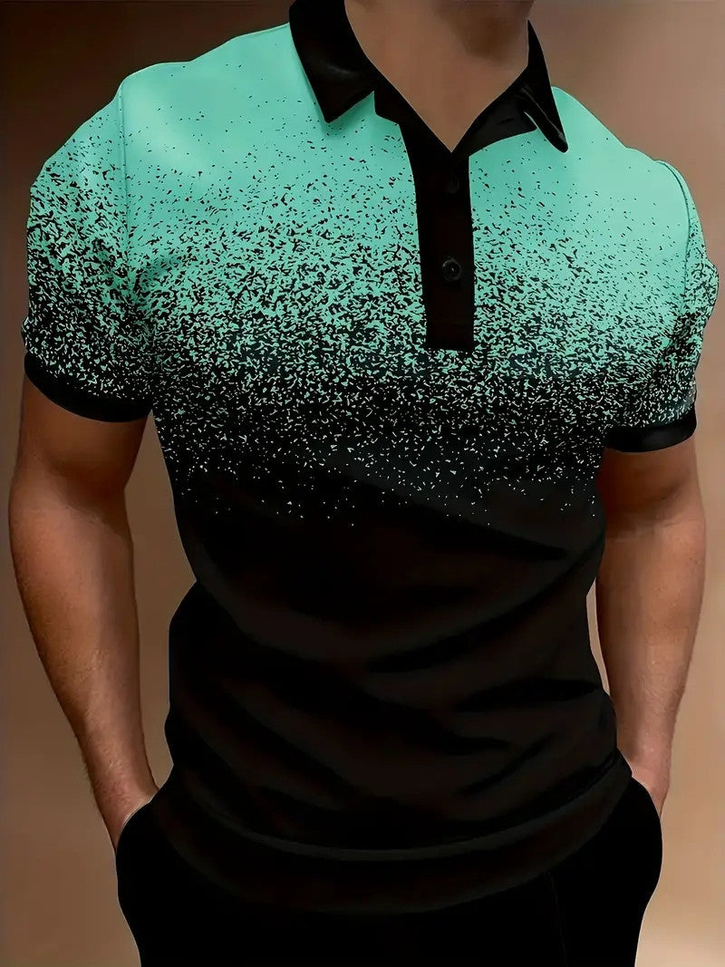 Hommes-Gradient-Impression-Performance-Polo-shirt Chic und Stil