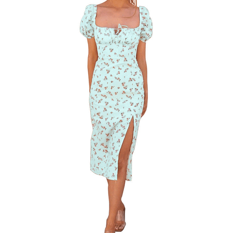 Robe midi à manches bouffantes imprimée fleurs Chic und Stil