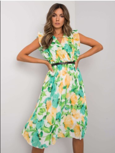 Robe Midi à volants floraux pour femmes Chic und Stil