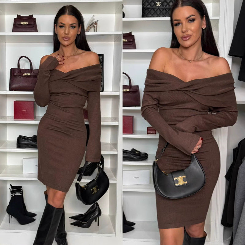 Robe midi en tricot off-shoulder pour femmes Chic und Stil