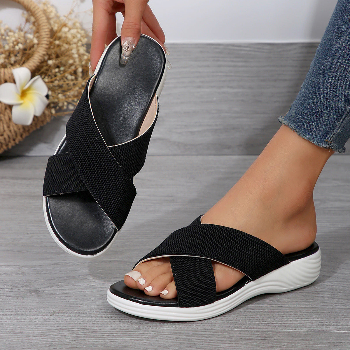 Sandales de bien-être stylées pour dames avec semelle rembourrée Chic und Stil