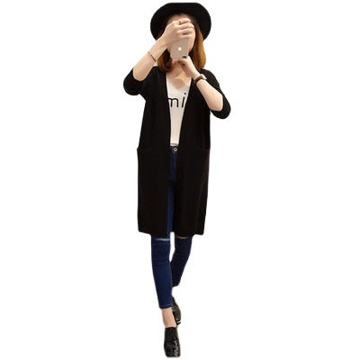 Cardigan long en tricot pour dames avec coupe décontractée et décolleté en V profond Chic und Stil