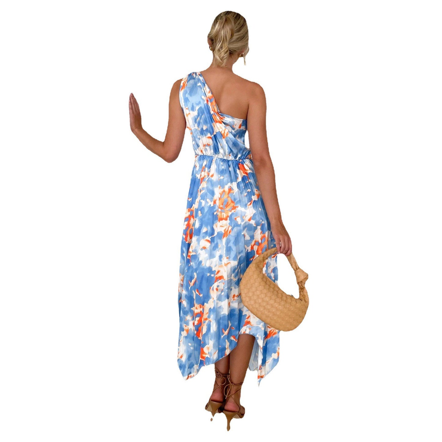 Robe portefeuille asymétrique à fleurs Chic und Stil pour femmes