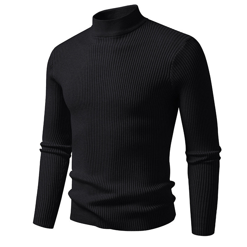Pull à col roulé pour hommes en fine maille côtelée avec coupe ajustée Chic und Stil