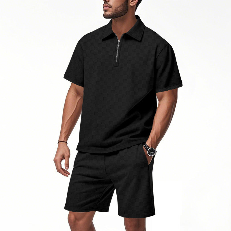 Hommes Ensemble de sport à manches courtes avec design structuré de haute qualité Chic und Stil