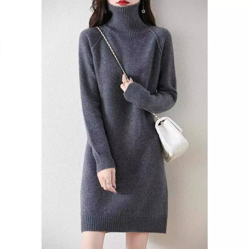 Robe en tricot pour dames avec col monté et matériau doux Chic und Stil