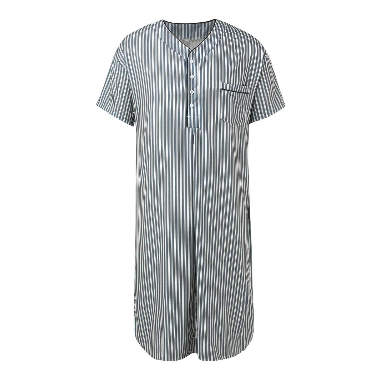 Chemise de nuit pour femmes avec élégantes rayures et pratique patte de boutonnage Chic und Stil
