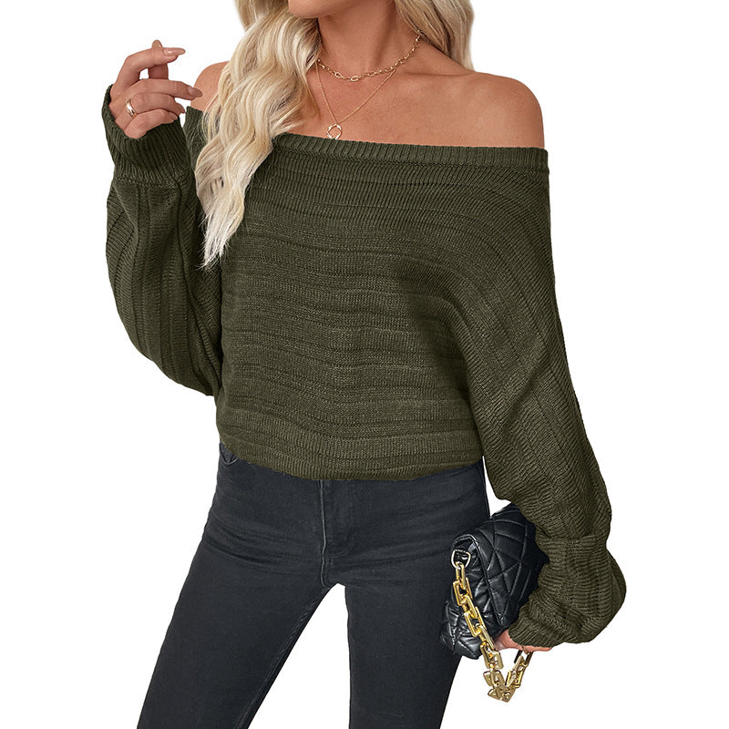 Pull décontracté pour femmes avec un design sans épaules et des manches volumineuses Chic und Stil
