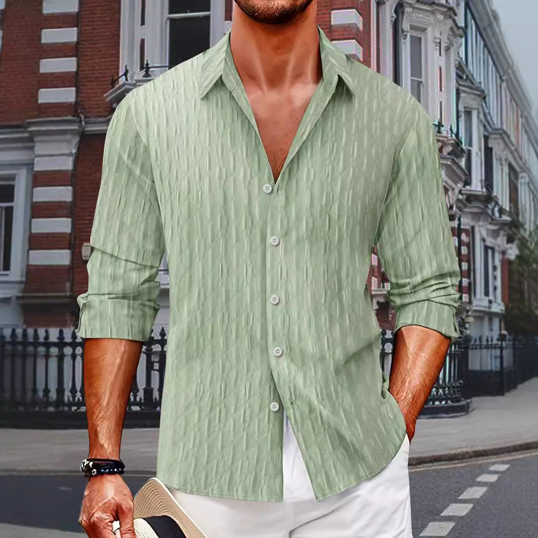 Chemise à manches longues structurée pour hommes avec fermeture à boutons Chic und Stil