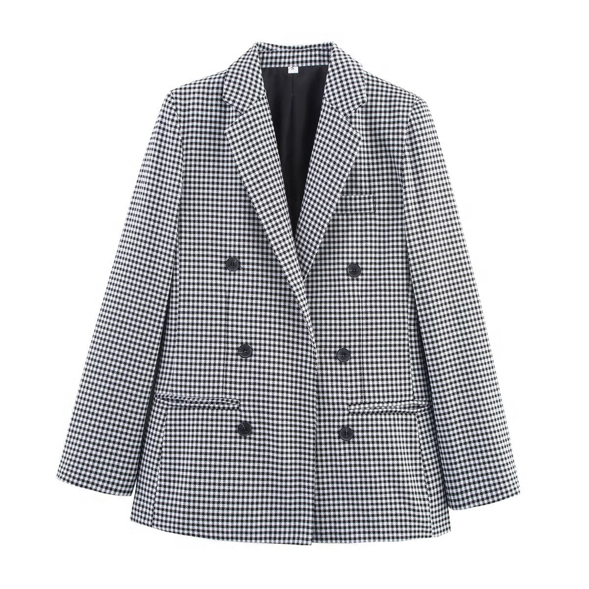 Blazer à carreaux pour femmes avec double boutonnière et tissu structuré Chic und Stil